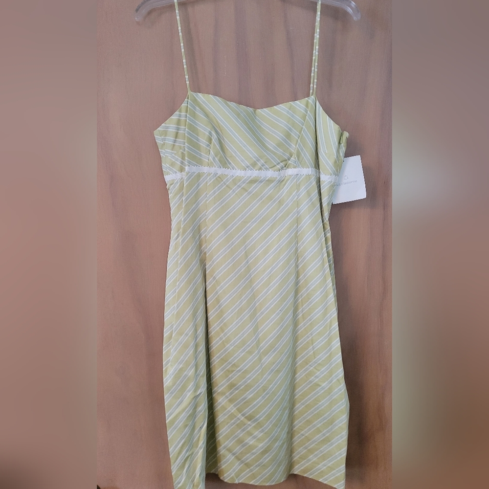 Y2k Liz Clabourne Lime Green Striped Dress
